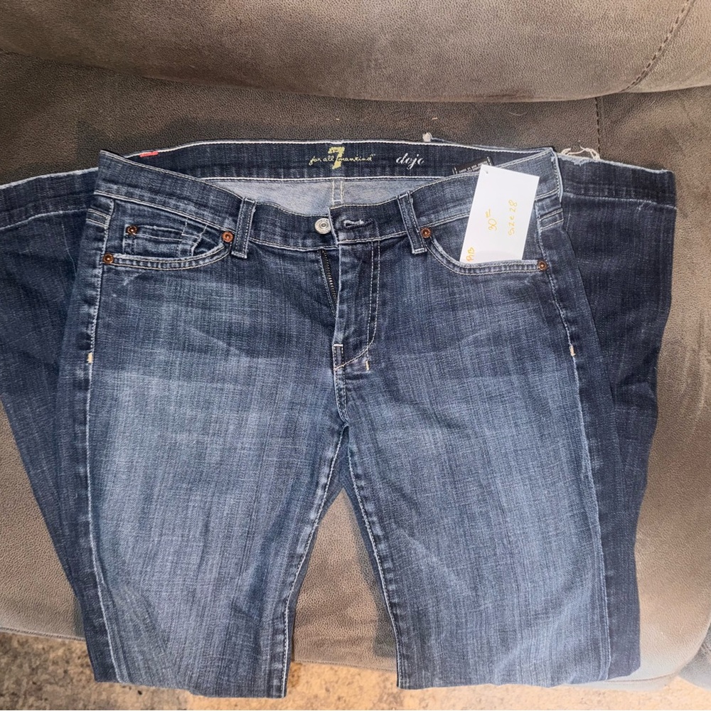 7 For All Mankind Women's Dark Blue Straight Leg Jeans